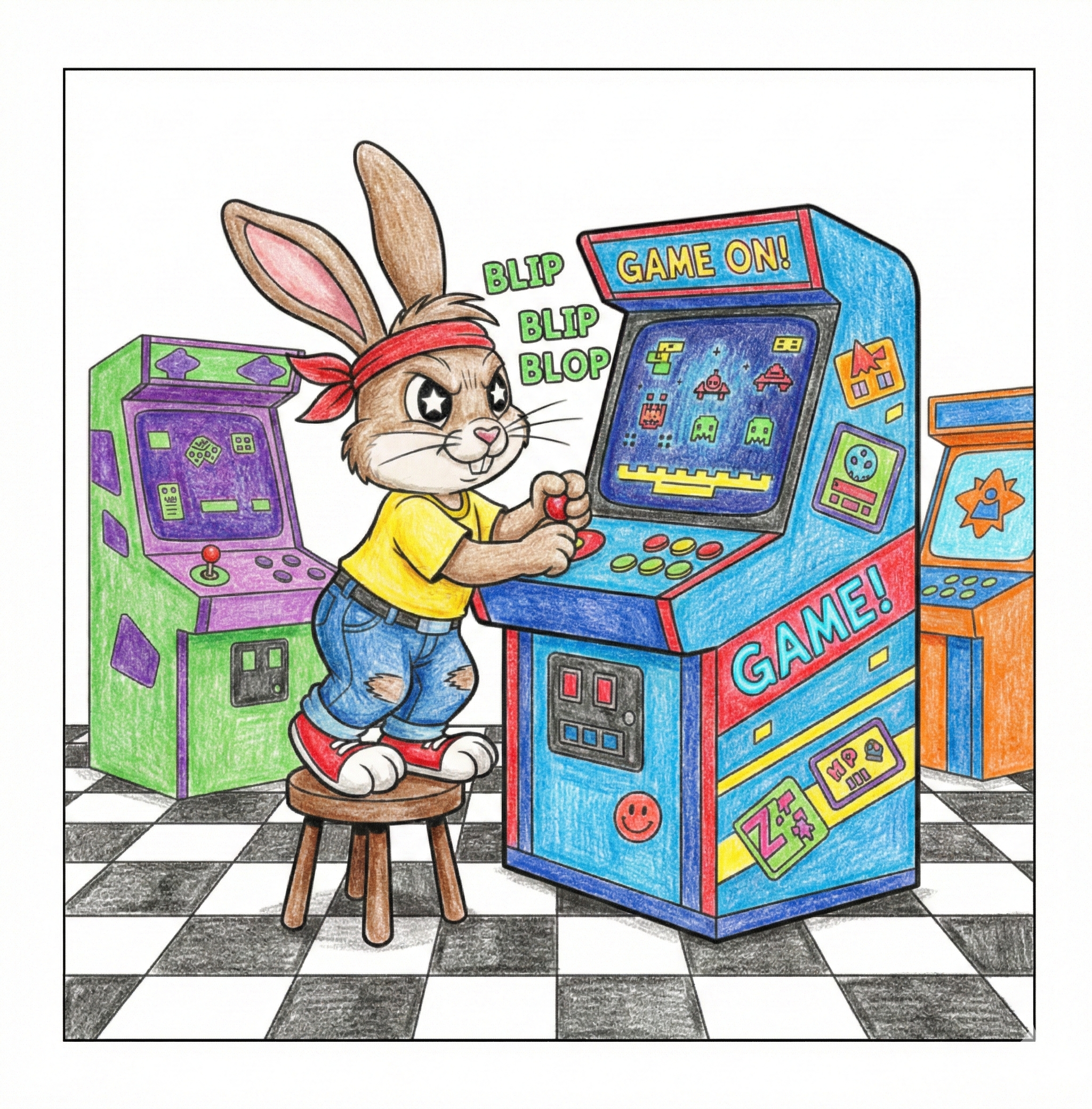 Lapin arcade colorié
